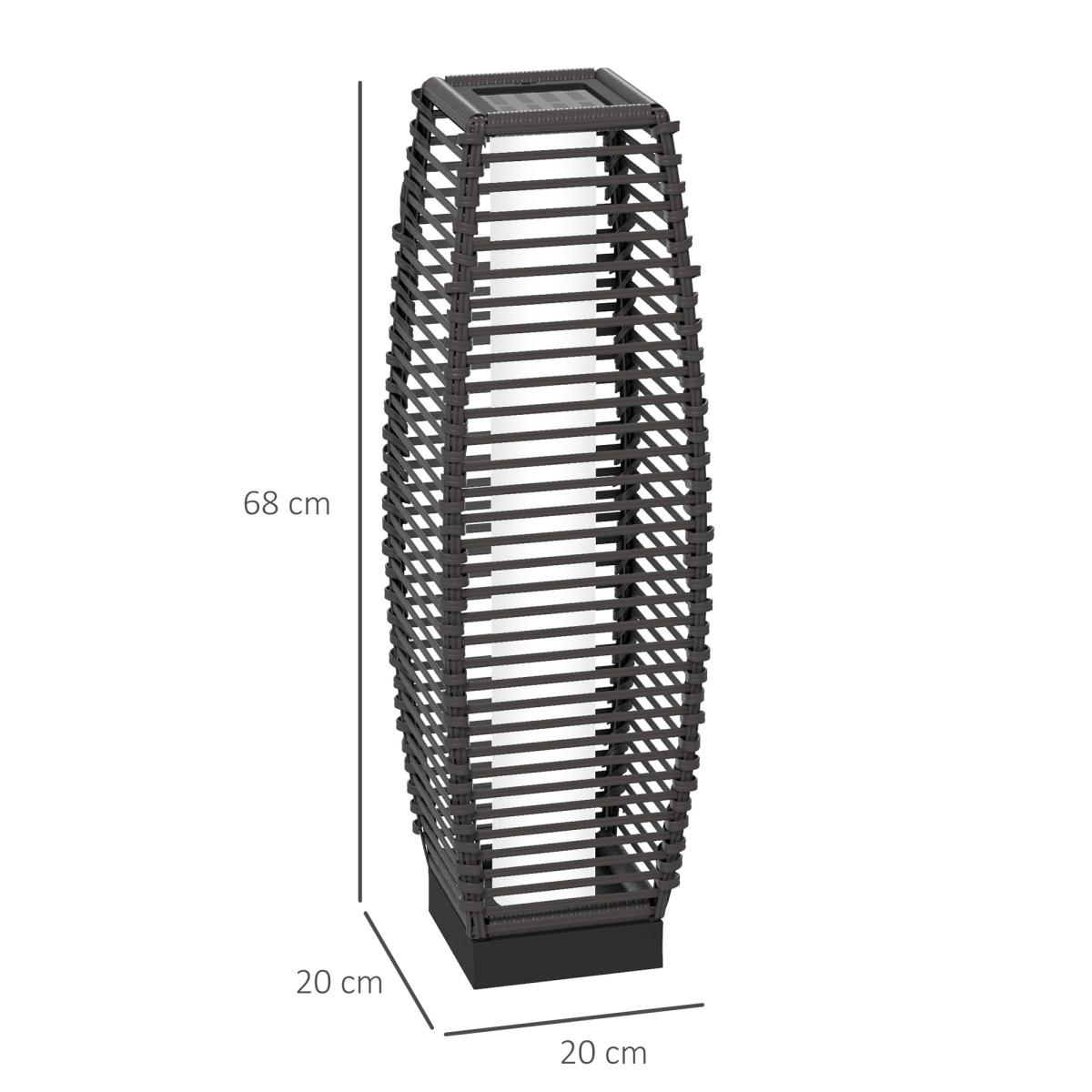Outsunny Rattan Solar Floor Lamp with Auto On/Off LED Light for Porch Yard Grey