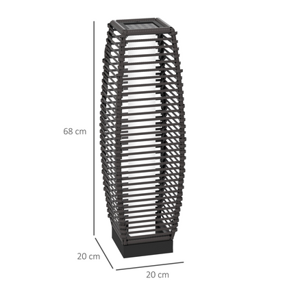 Outsunny Rattan Solar Floor Lamp with Auto On/Off LED Light for Porch Yard Grey