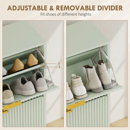 HOMCOM Elegant Two-Drawer Shoe Cabinet - Light Green