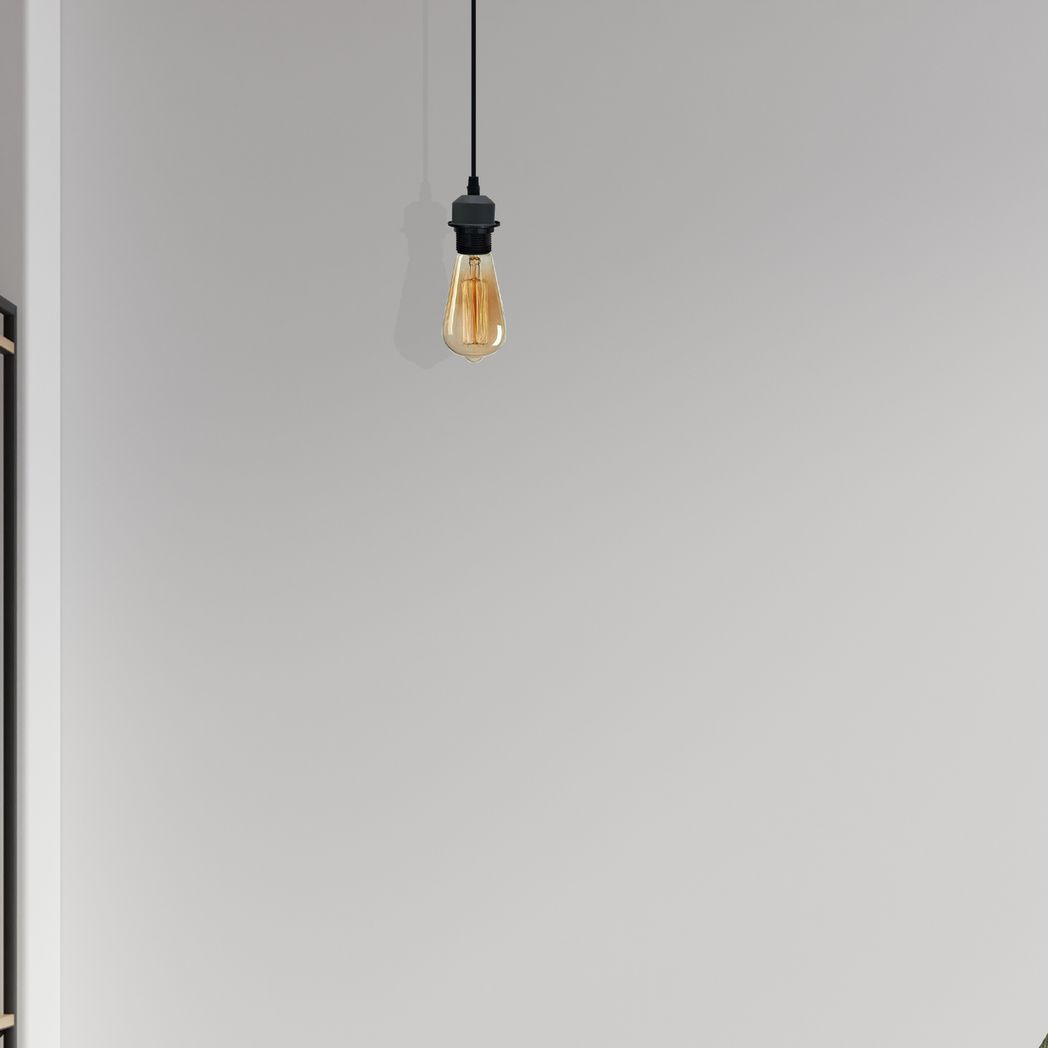 5 Pack Industrial Grey Pendant Light, Lampshade Addable E27 Lamp Holder Light,