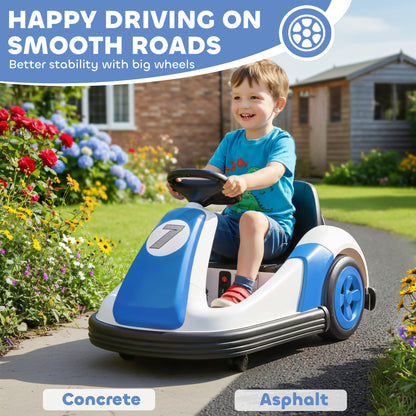AIYAPLAY Kids Bumper Car with 360-Degree Rotation, 6V Electric Ride On Car with Music and Horn for 3-8 Years Old, Blue