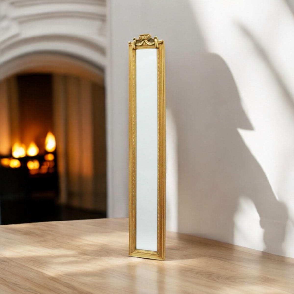 Stylish and Decorative 109cm Tall Elegant Design Wall Mirror – Functional and Decorative Accent Wall-mounted Mirror for Bedrooms, Home, Living Areas, or Hallways (Gold 109cm)
