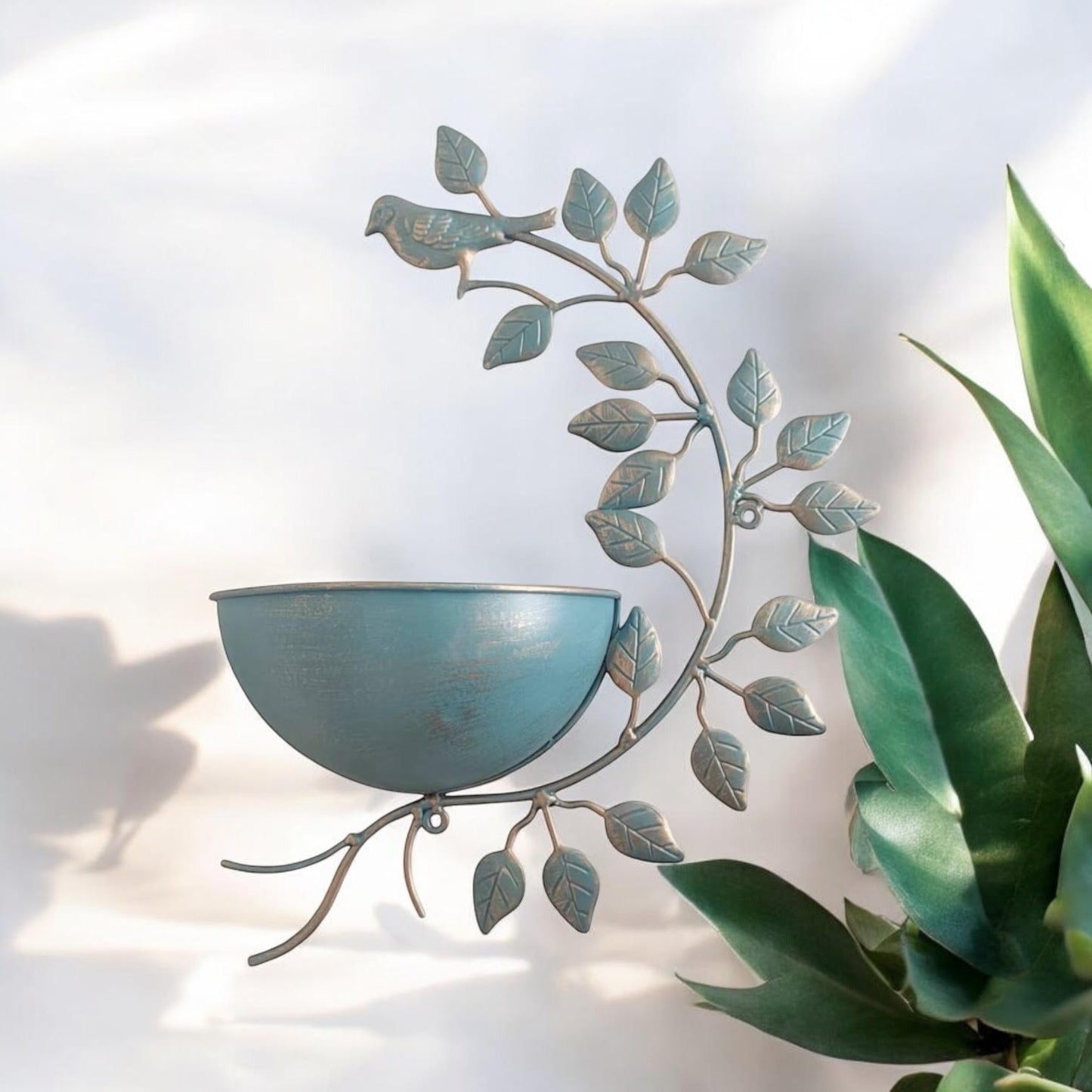 AcaciaHome Durable and Rust-Resistant 42CM Metal Garden Planter – Elegant Outdoor Pot for Flowers, Herbs & Small Shrubs for Your Garden, Patio, or Balcony to Long-Lasting Use Any Outdoor Space (Blue)