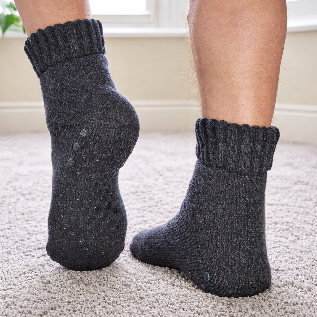 Merino Wool Slipper Socks with Non-Skid (set of 3)