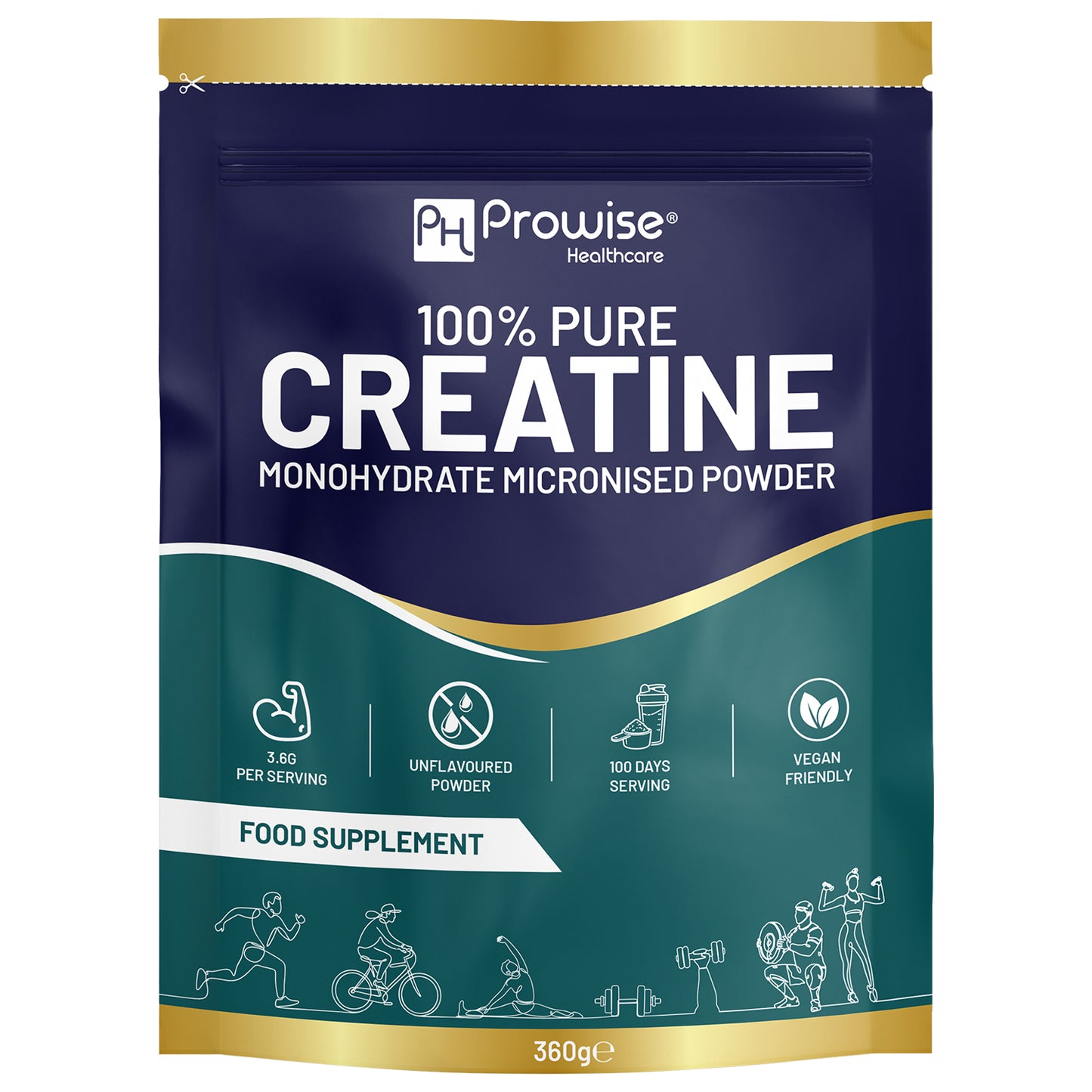 Creatine Monohydrate Powder | 100 Serving – 360g Pouch