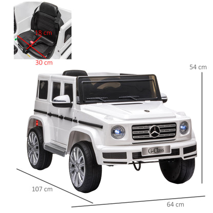 HOMCOM Mercedes Benz G500 Licensed 12V Kids Electric Ride On Car Toy with Parental Remote Control, 3-8 Years Old - White