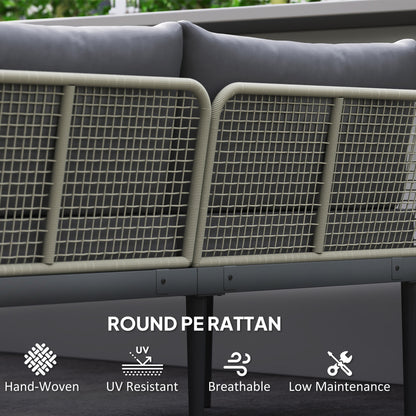 Outsunny Thee-Piece 'L' Rattan Sofa Set - Grey