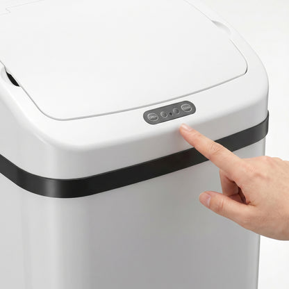 HOMCOM 48L Stainless Steel Sensor Bin - White