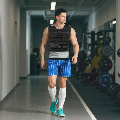 SPORTNOW 20KG Adjustable Weighted Vest, Running Weight Vest, with 30 Metal Weights, Reflective Strips, for Running, Exercise