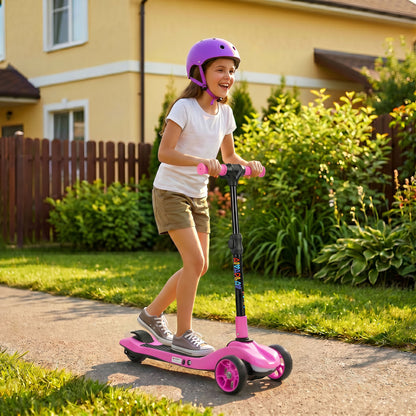 AIYAPLAY Three-Wheel Foldable Electric Scooter for Kids Aged 6-10 Years, Pink