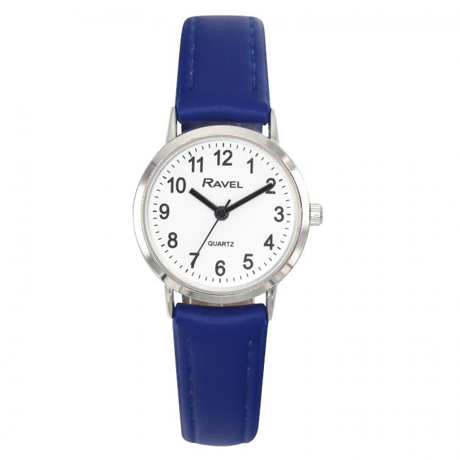 Ravel Ladies Basic White Dial Blue Leather Strap Watch R0129.26.2
