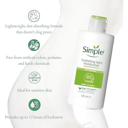 Simple Skincare Set, Simple Face Wash Set, Hydration Face Wash, Sunkissed Skin firming Serum and Moisturiser Regime Bundle, Simple Skincare Gift Set (Grey)