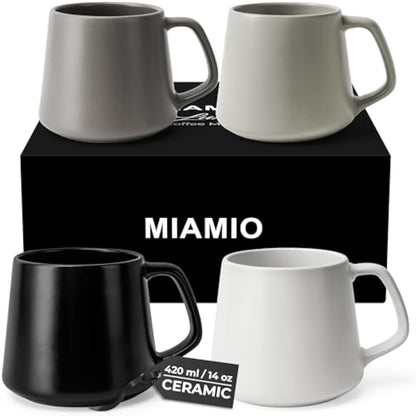 MIAMIO - Coffee Mugs Set of 4 / Large Ceramic Coffee Cups (420 ml) - Mug for Cappuccino, Tea, Espresso - Microwave and Dishwasher Safe - Luxe Collection (Classic Pastel)