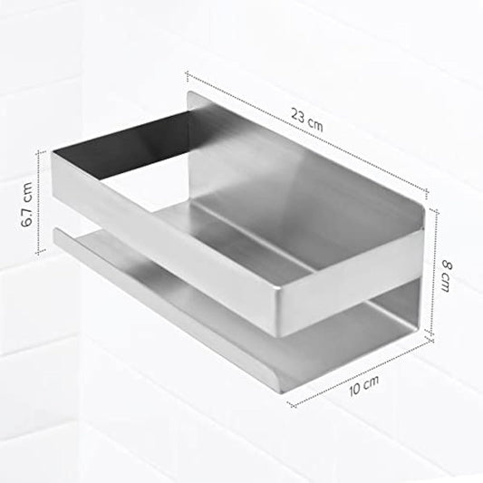 Joejis Shower Caddy No Drill - Strong 3M Self Adhesive No Drill Wall Mounted Shelf - Stainless Steel - Tidy Shampoo Gel Storage Basket - Shower Organiser (2 Pack Silver)