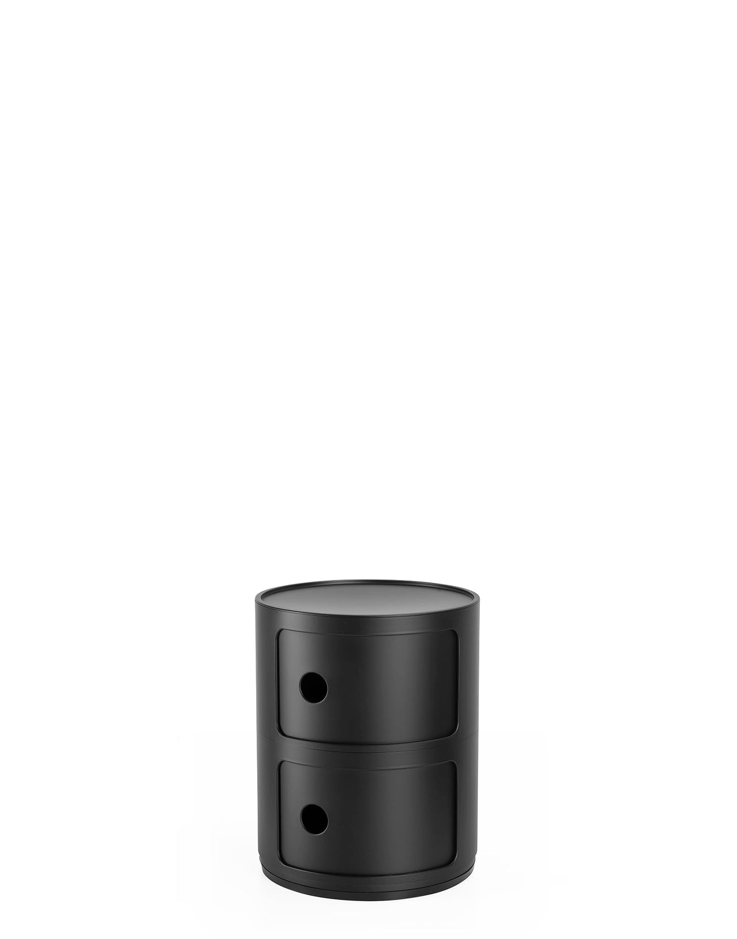 Kartell Componibili Recycled, 2 elements Cabinet, Mat black, Ø 32 x H 40 cm