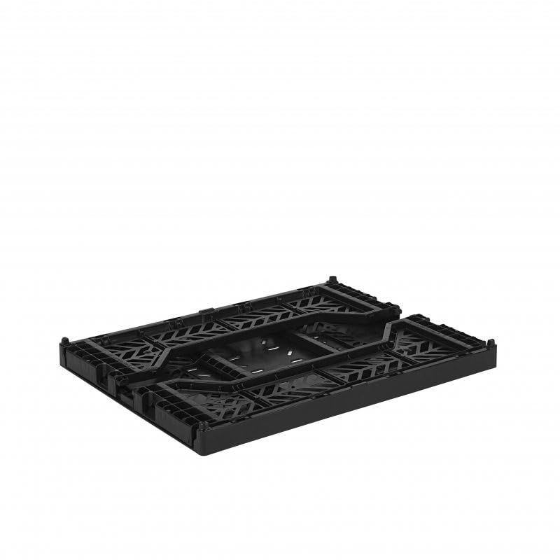 AYKASA Folding Crate, Sturdy Folding Box, Plastic, Stackable, Black, Midi 40 x 30 x 14 cm