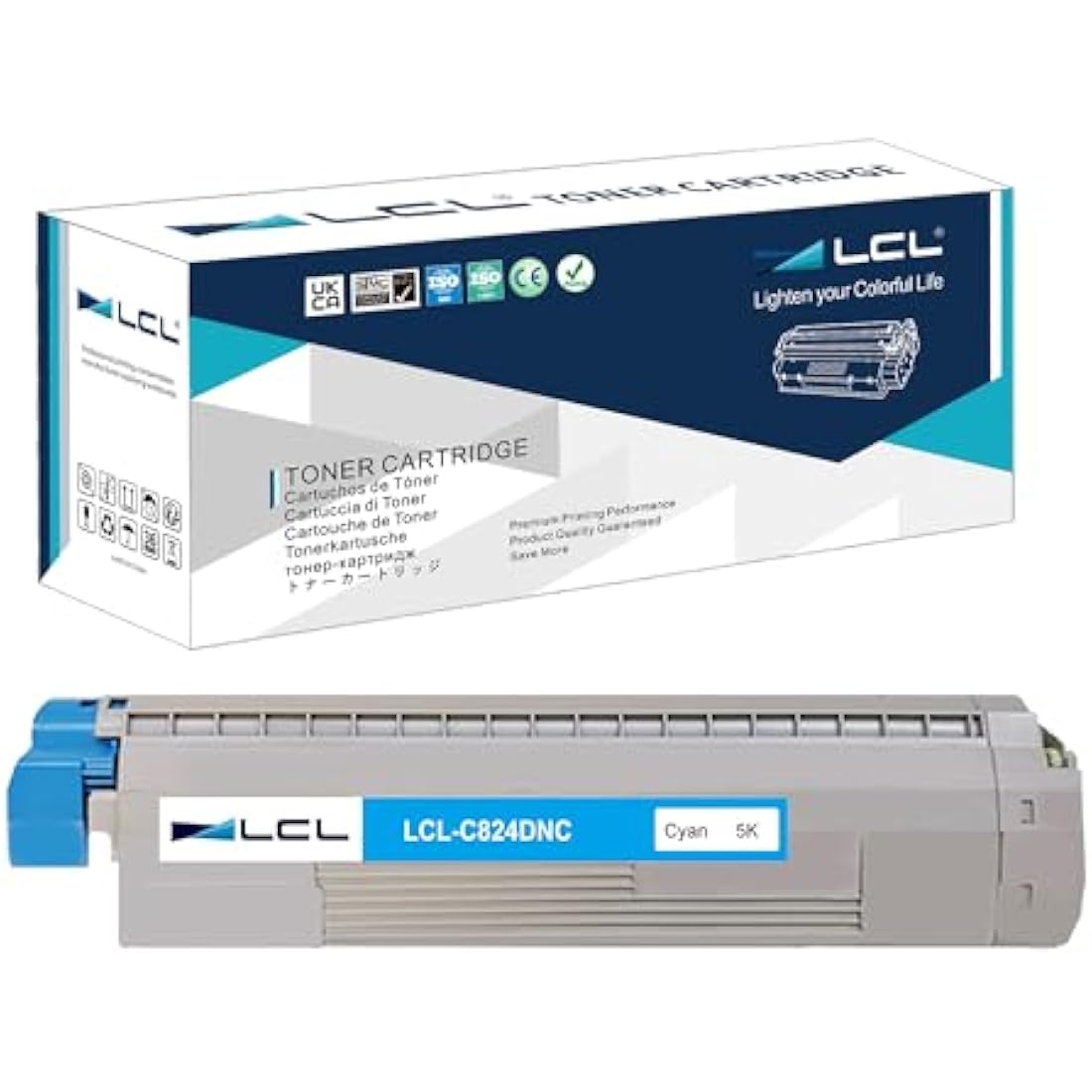 LCL Remanufactured Toner Cartridge C824 C834 C844 C824n C824dn C834dnw C834nw C844dnw 47095703 (1 Cyan) Replacement for OKI C824dn C824n C834dnw C834nw C844dnw