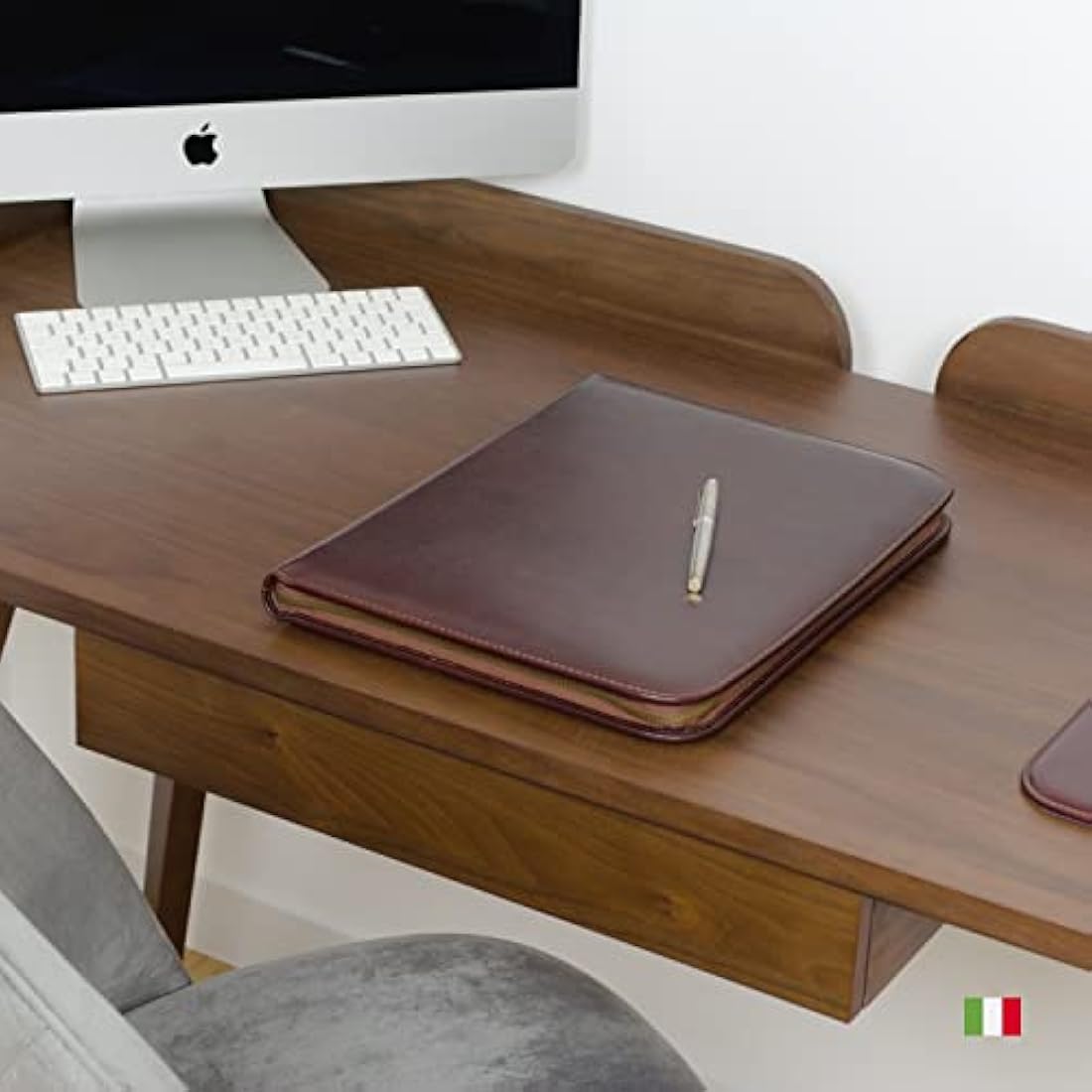 Maruse Luxury Leather Portfolio – Zip-Around Executive Folio & Organiser, Laptop & iPad Sleeve – Handmade in Italy, Brown