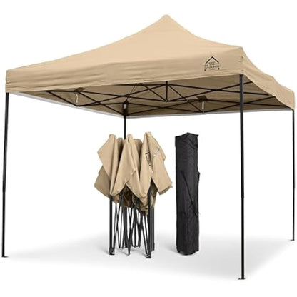 All Seasons Gazebos 3x3m Heavy Duty Fully Waterproof Pop up Gazebo With 4 Side Walls and Accessory Pack - Beige