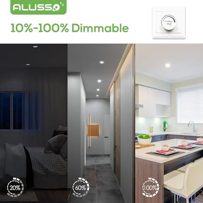 LED Downlights 15W Ultra Slim Recessed Ceiling Spot Lights Dimmable 1200LM, Warm White 3000K Neutral White 4000K Cool White 6500K Adjustable, IP44