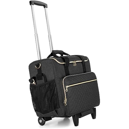 Luxja Rolling Teacher Bag with Laptop Compartment and Detachable Dolly, Multifunctional Rolling Teacher Tote Bag (Bag Only), Black