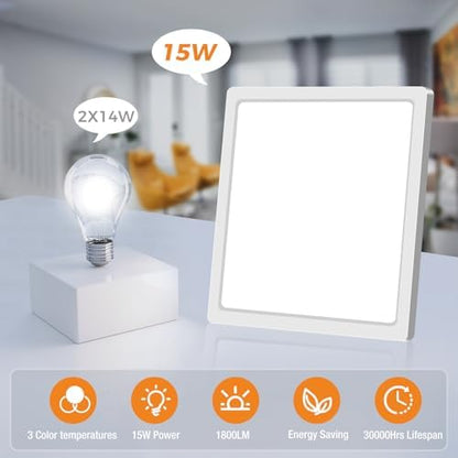 slochi 4Pack LED Ceiling Light, 3000K/4000K/6500K 3 Color Temperature, IP54 Waterproof Bathroom Light, Modern Square LED Ceiling Lamp for Bedroom, Kitchen, Hallway, Outside Porch and More