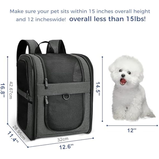 Apollo Walker Pet Carrier Backpack for Large/Small Cats and Dogs, Puppies, Safety Features and Cushion Back Support | for Travel, Hiking, Outdoor Use (Gray)