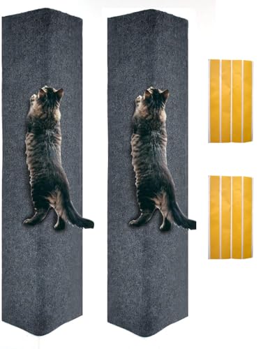 MIAOGE? 78.7"x15.7" Trimmable Self-Adhesive Scratch Mat, Cat Scratching Carpet, Cat Tree Replacement (Dark Gray-2PCS)