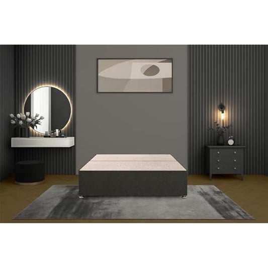 Bed Centre Bliss Grey Linen Divan Base with Optional Drawers and Headboard (3FT Single, No Drawers No Headboard)