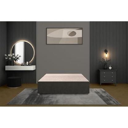 Bed Centre Bliss Grey Linen Divan Base with Optional Drawers and Headboard (3FT Single, 2 Drawers Same Side No Headboard)