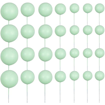 Gyufise 30Pcs Balls Cake Topper Mini Balloons Cake Toppers Foam Ball Cake Decorations Balloon Cake Topper Ball Shaped Cake Insert Topper for Birthday Party Baby Shower Decor Rose Green