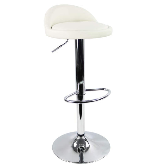 KKTONER PU Leather Round Bar Stool with Back Rest Height Adjustable Swivel Pub Chair Home Kitchen Bar stools Backless Stool with Footrest (White)