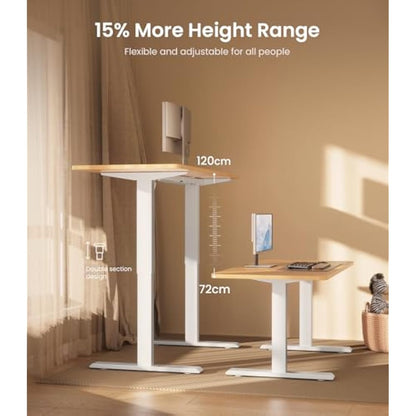 MAIDeSITe Height Adjustable Electric Standing Desk Frame Two-Stage with Heavy Duty Steel Stand up Desk Computer Desk with Automatic Memory Smart Pannel (White)