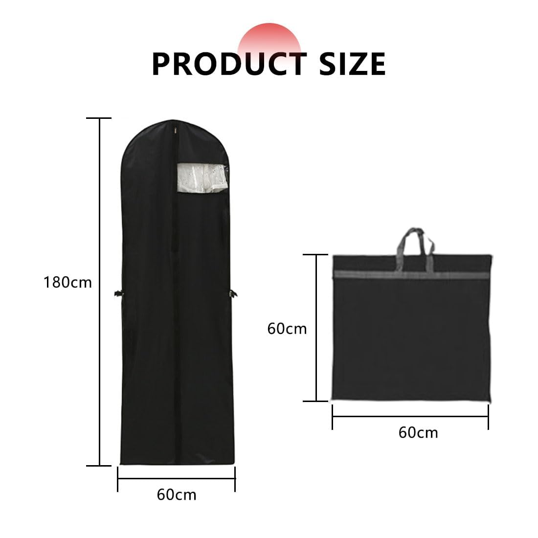LAWALEISHE Wedding Dress Bag, Eco-friendly Dress Bag Sleeve, Black Zip Folding Long Women's Jacket, Long Dress Sleeve Garment Storage Bag with Handle