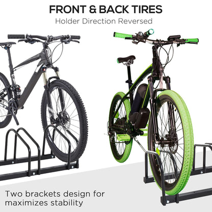 HOMCOM Bike Stand Parking Rack Floor or Wall Mount Bicycle Cycle Storage Locking Stand 76W x 33D x 27H (3 Racks, Black)