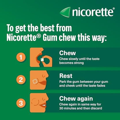 Nicorette Fruitfusion 4mg Gum (105 Pieces), Discreet Stop Smoking and Stop Vaping Aid, Helps Tackle Cravings and Withdrawal Symptoms, Nicotine Gum with Pleasant Fruit Flavour (Quit Smoking or Vaping)