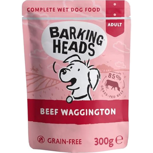 Barking Heads Wet Dog Food - Beef Waggington - No Artificial Flavours - Grain-Free Recipe (10 x 300 g)