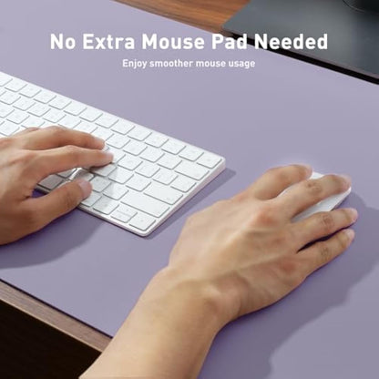 Leather Desk Pad Protector,Mouse Pad,Office Desk Mat, Non-Slip PU Leather Desk Blotter,Laptop Desk Pad,Waterproof Desk Writing Pad for Office and Home (80cmx40cm, Lavender)