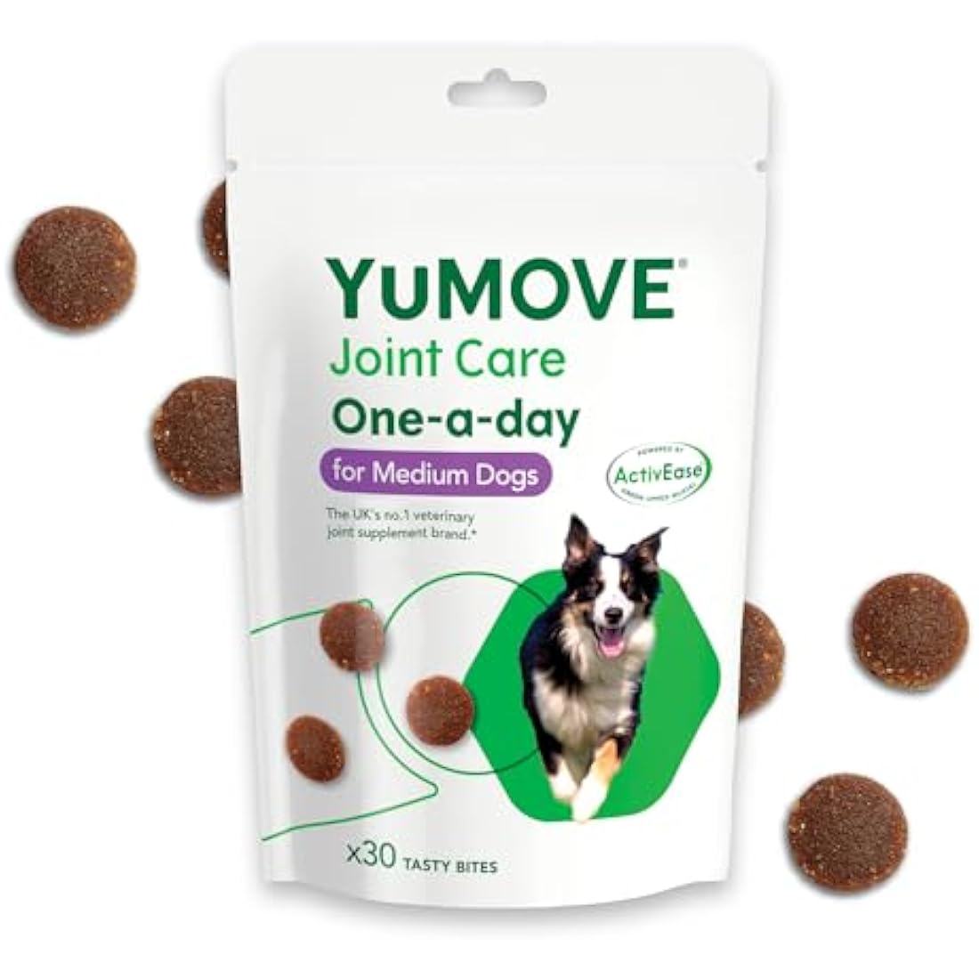 YuMOVE Joint Supplement for Dogs, ONE-A-DAY for Joint Care, Essential Dog Hip and Joint Aid for Stiff Medium Dogs with Glucosamine, Chondroitin, Green Lipped Mussel, 30 Chews - 1 Month supply