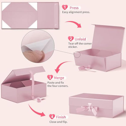 GIFTSAY Magnetic Gift Box for Presents 32.2 x20.3 x11.4 cm,Large Gift Boxes Pink with Lid for Gifts, Paper Wedding Favor Boxes,Birthday Gift Box Bulk, Party Favor Boxes