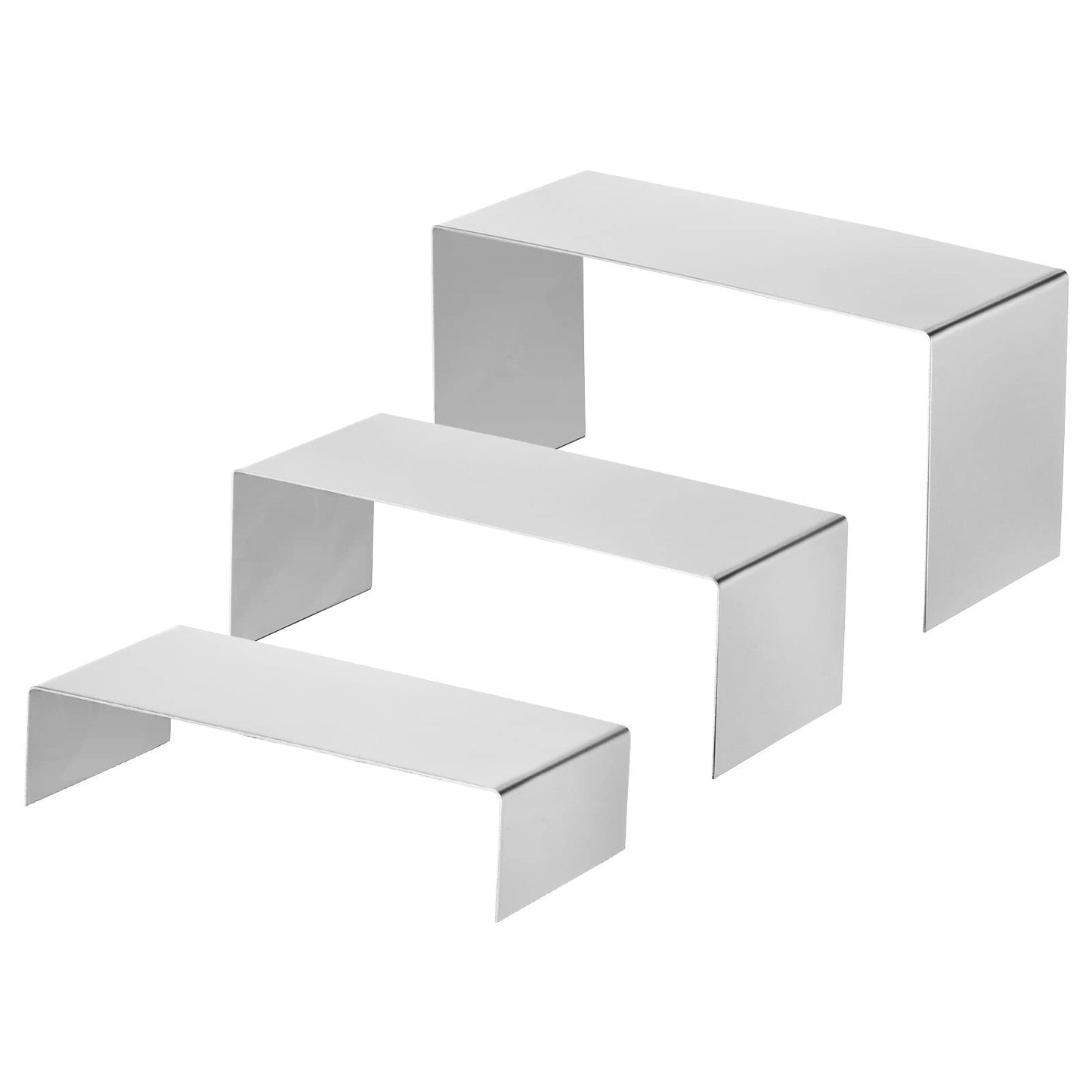 sourcing map Purse Display Stand 3 Pack Jewelry Display Riser Metal Shoe Rack for Home Boutique Store - Silver