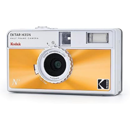 KODAK EKTAR H35N Half Frame Film Camera, 35mm, Reusable, Focus-Free, Bulb Function, Built-in Star Filter, Coated Improved Lens (Film & AAA Battery are not Included) (Glazed Orange)
