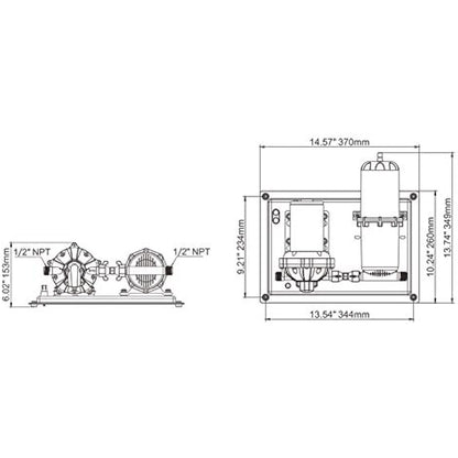 LIGHTEU®, DC 12V 11.3LPM 33 Series Water Pressure System, 45PSI Pump and 0.75L Tank