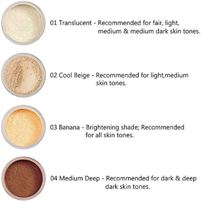 AQUAPURITY - PHOERA Loose Makeup Setting Matte Face Powder + Puff, Long Lasting Lightweight Foundation Make Up Fixer Beauty Blender Highlighter Palette Flash Photography (103 - Banana)