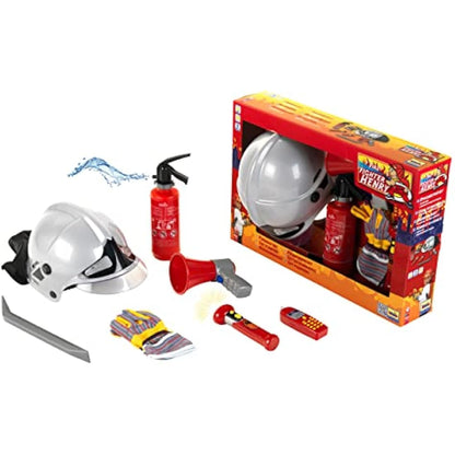 Klein Firefighter Set, 7-part with Helmet, Torch, Fire Extinguisher & More, Ages 3+, Packaging Dimensions: 52.4cm x 35cm x 20cm