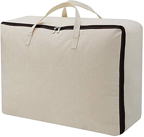 iwill CREATE PRO Pack of 3, Cotton Canvas Storage Soft Bags with Zip Closure & Handles, Good for Blankets, Clothing in Bedroom Wardrobe, Dormitory