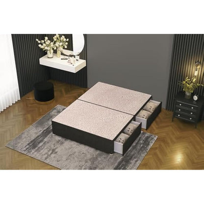Bed Centre Bliss Grey Linen Divan Base with Optional Drawers and Headboard (3FT Single, 2 Drawers Same Side No Headboard)