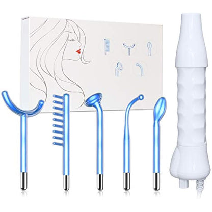 High Frequency Facial Wand Machine, ‎FAZJEUNE 5 in 1 Portable Handheld Face Massager Skin Care Device Tightening Machine Set Acne Spot Treatment Reducing Puffy Eyes Wrinkles Dark Circles Freckle