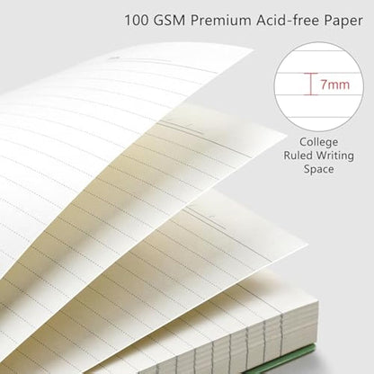 RETTACY A5 Notebook, Notepad, Wirebound Spiral Notebooks 300Pages /150 Sheets for Writing,100gsm College-Ruled Paper, Retro PVC Cover, for Men Work Office School,14.5 x 21cm - Black