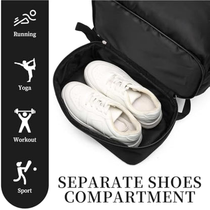 seyfocnia Sports Backpack for Men, Waterproof Gym Back Pack With Shoe Compartment Lightweight Travel Bag Casual Daypack-Black